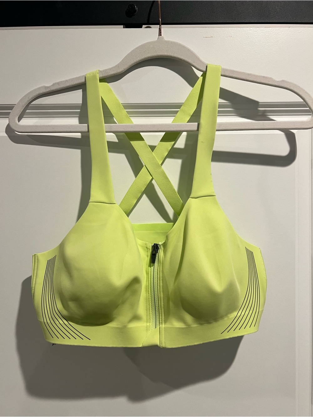 VSX Neon Lime Front-Zip High-Impact Sports Bra with Crisscross Back